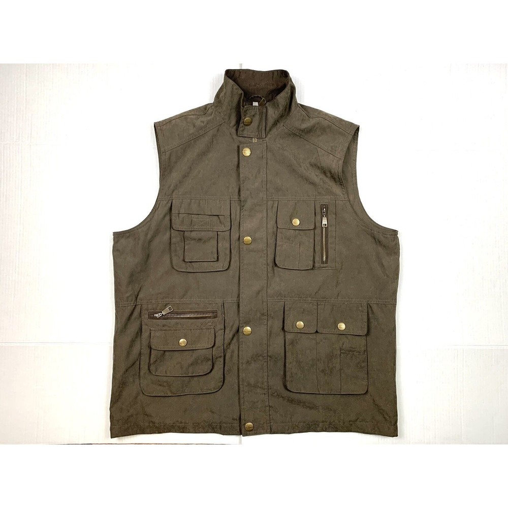 Mian Master Men Vest XXL Brown Full Zip Lined Fishing Hiking Outdoors Safari